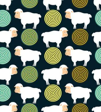 Hypnotic sheep for sleep pattern. Hypno farm animal イラスト素材