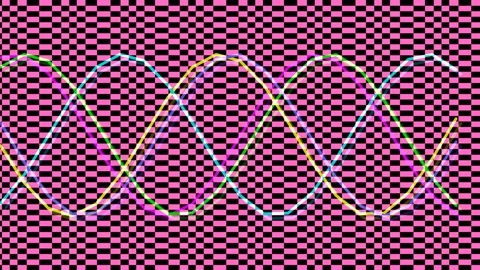 Hypnotic Sine Wave Pattern on Deep Blue Digital Background Stock Footage 339788773