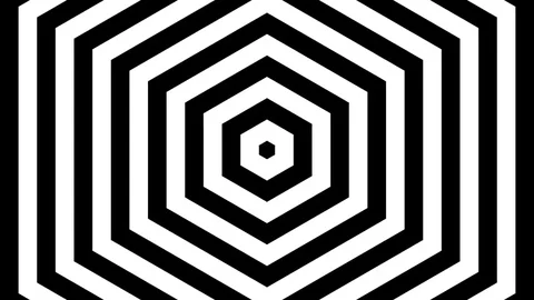 Hypnotic slowly expanding hexagons Loop black and white Stock Footage 78991444