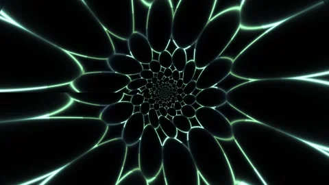 Hypnotic spiral animation with glowing elements in dark Stock Footage 339323869