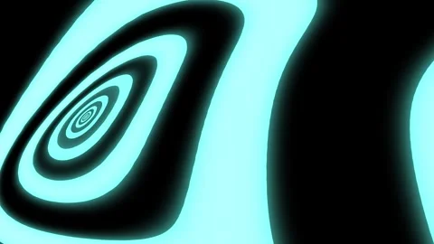 Hypnotic spiral animation with glowing teal abstract shapes on black background Stock Footage 344052741