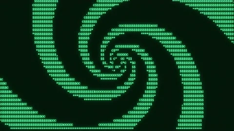 Hypnotic Spiral Background in Ascii Code Retro Style 8bit Monitor 库存影片 236852397