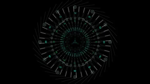 Hypnotic Spiral Clock: Mesmerizing Abstract Timepiece Art with Mathematical.. Stock Footage 341918428