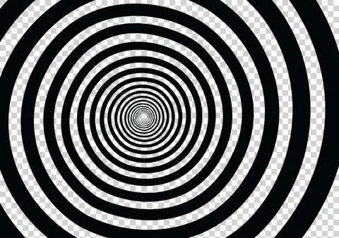 Hypnotic spiral pattern of black, white concentric circles dizzying illusion Stock Illustration