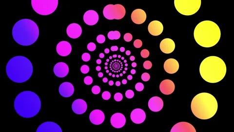 Hypnotic spiral of rainbow gradient dots moving in dynamic abstract animation Stock Footage 335994987