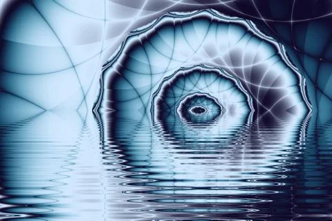 Hypnotic spiral reflected in infinity pool Stock Illustration
