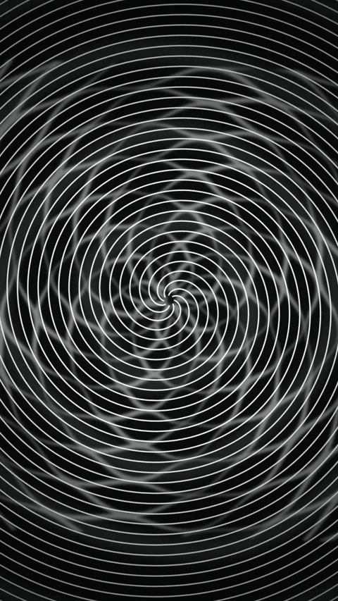 Hypnotic spiral rotating white mesh lines seamless loop background Stock Footage 347034227