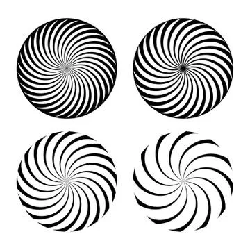 Hypnotic spiral vortex vector illustrations set イラスト素材