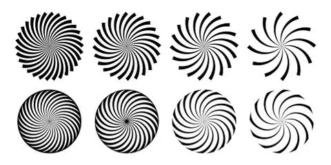 Hypnotic spiral vortex vector illustrations set Stock Illustration