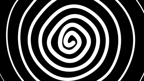 Hypnotic Spirals, Black and White Optical Illusion Pattern Stock Footage 304933307