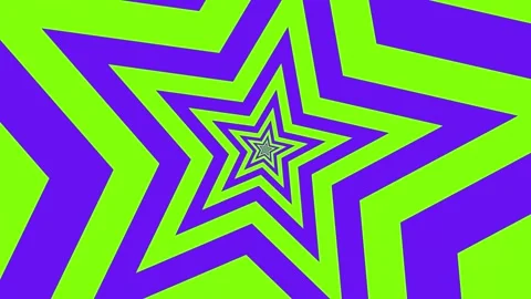 Hypnotic Star Tunnel Background: Neon Purple and Green Abstract Motion Stock Footage 333472123