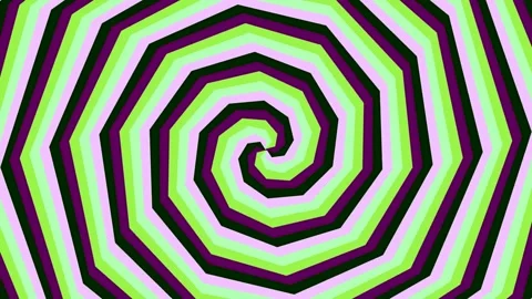 Hypnotic Swirling Octagon Pattern with Green and Purple Stripes. Stock Footage 326383033