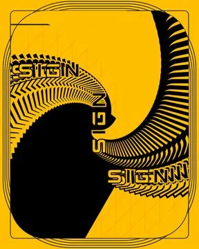 Hypnotic Swirling Pattern Bold Geometric Typography Poster Modern Art Stock Illustration