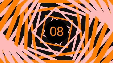Hypnotic Tunnel Countdown Timer 15 to 0 - Abstract Geometric Spiral Animation Video stock 341474642