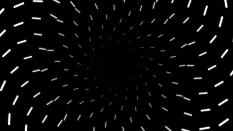 A hypnotic vortex of white dashed lines creating a swirling abstract pattern Video stock 338309500