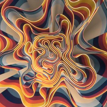 Hypnotic wavy background with multicolored lanes. 3d render digital illustration Stock Illustration