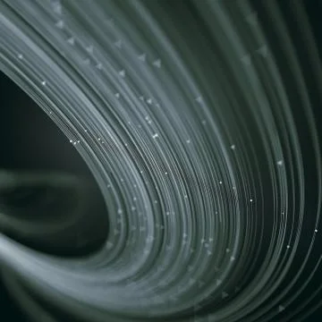 Hypnotic wavy white lines on a dark background with small beads. 3d rendering Stock Illustration