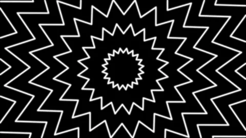 Hypnotic white zigzag circle animation expanding on black background Stock Footage 337411811
