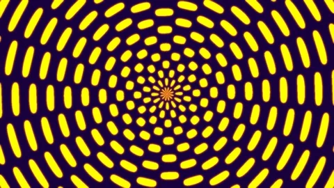 Hypnotic Yellow and Black Cybernetic Concentric Tunnel Animation Vídeo Stock 341609082