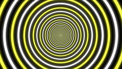 Hypnotic Yellow and White Concentric Circles - Tunnel Effect Background Video stock 310544874
