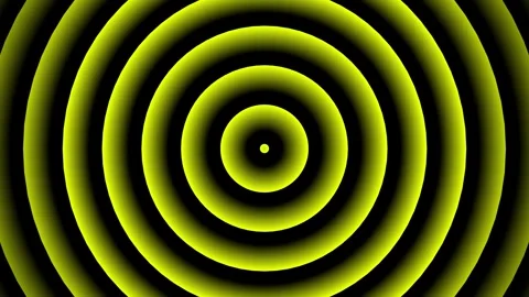 Hypnotic yellow pulsing target circles expanding from center, seamless loop.. Stock Footage 334829640