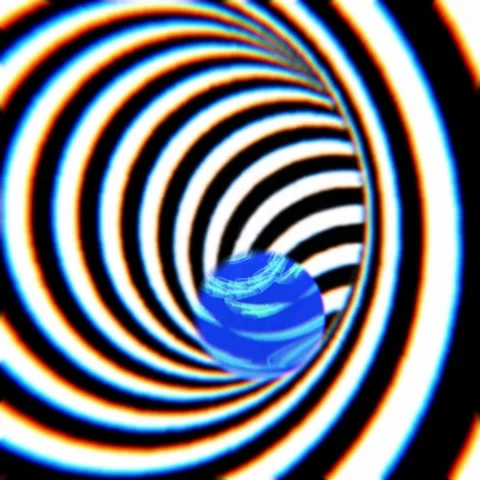 Hypnotic Zebra Tunnel Loop with Color-Changing Spheres and Kaleidoscopic Mandala Stock-Footage 335877113