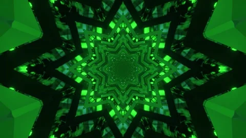 Hypnotizing 3d illustration of moving green star shaped patters Stock Footage 160538933