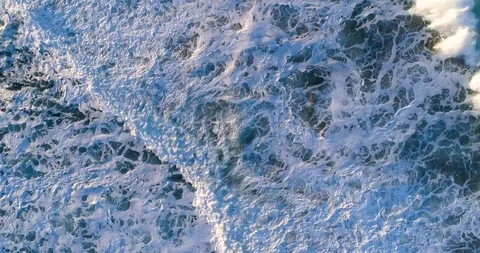 Hypnotizing and Relaxing Ocean Waves Crashing at the Tranquil Beach from Above Stock Footage 123210082