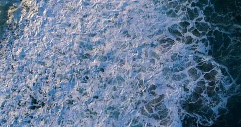 Hypnotizing and Relaxing Ocean Waves Crashing at the Tranquil Beach from Above Stock Footage 123210486