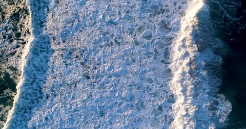 Hypnotizing and Relaxing Ocean Waves Crashing at the Tranquil Beach from Above Video stock 123226587