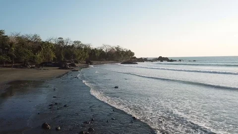 Hypnotizing view of waves line breaking on paradise beach Stock Footage 97180286