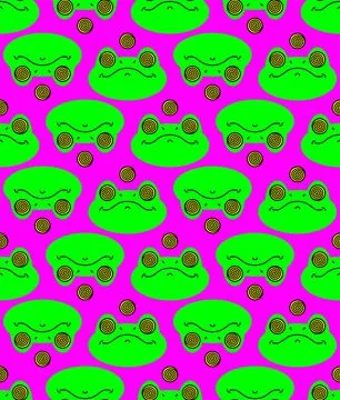 Hypnotoad pattern seamless. Toad with spiral eyes for hypnotizing backgroun.. Stock Illustration