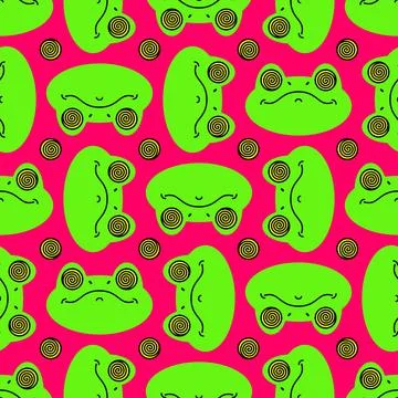 Hypnotoad pattern seamless. Toad with spiral eyes for hypnotizing backgroun.. Stockillustratie