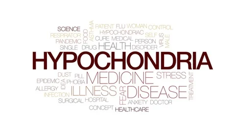 Hypochonria animated word cloud, text design animation. Kinetic typography. Stock Footage 77960422