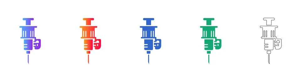 Hypodermic Needle Injection Icon Set Stock Illustration