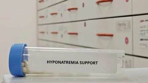 HYPONATREMIA SUPPORT tablets for increase sodium levels and correct fluid Foto stock