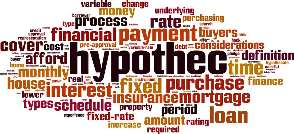 Hypothec word cloud Stock Illustration