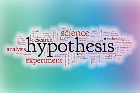 Hypothesis word cloud with abstract background Illustrazione stock