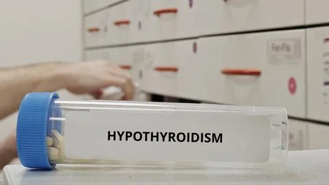 HYPOTHYROIDISM treatment tablets for replace thyroid hormone and normalize Foto stock
