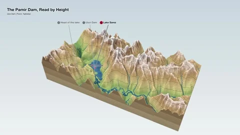 Hypsometric Tinted Relief Map Natural Landslide Dam Lake Stock Footage 343963225