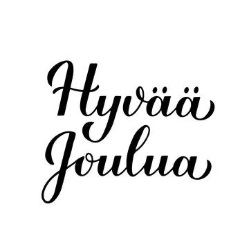 Hyvaa Joulua calligraphy hand lettering isolated on white. Merry Christmas ty Stock Illustration