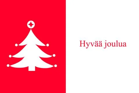 A "Hyvaa joulua" Finnish text with a Christmas tree illustration - translatio Stock Photos