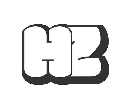 HZ logo, bubble comic lettering, rounded in graffiti style black and white .. Stock Illustration