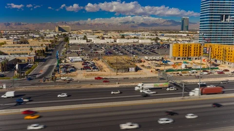 I-15 Expressway with construction site and mountains Time Lapse, Timelapse, T Stock Footage 128941865