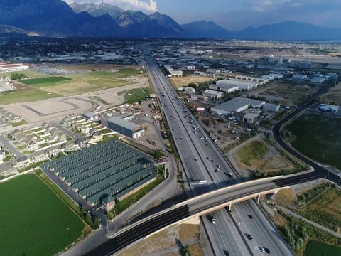 I-15 Freeway along Wasatch Front Corridor in Utah's Silicon Slopes Stock Footage 78286851