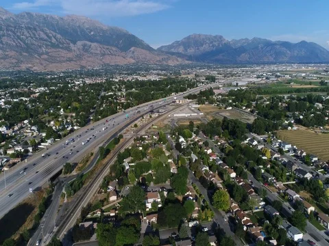 I-15 Freeway along Wasatch Front Corridor in Utah's Silicon Slopes Stock Footage 78286865