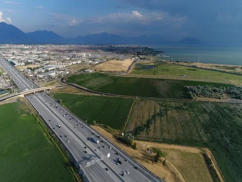 I-15 Freeway along Wasatch Front Corridor in Utah's Silicon Slopes Stock Footage 78287786