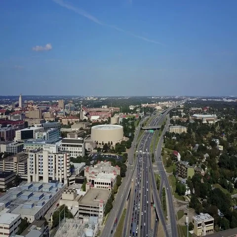 I-35 and UT Stadium in Austin, Texas Stock Footage 69500246