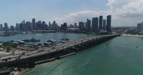 I-395 over Biscayne Bay Stock Footage 150259345