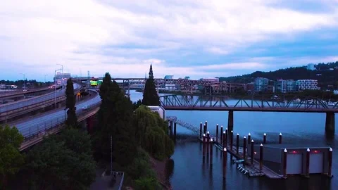 I-5 and the Willamette River Portland Oregon Stock Footage 154894901